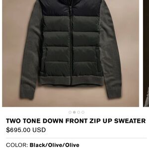 Size 1 / Small Two Tone Down Zip Up Sweater